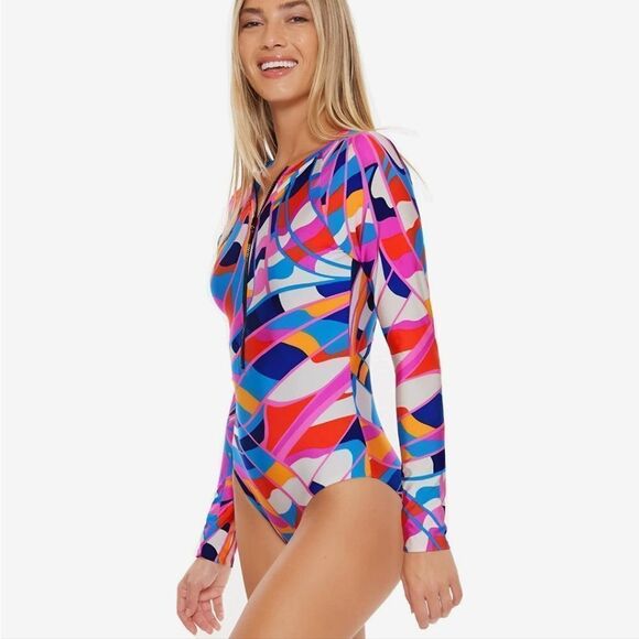 NEW 2023 TRINA TURK RIO ZIP-UP PADDLE SUIT RASH GUARD SWIMSUIT SIZE XLAR… - Picture 16 of 16